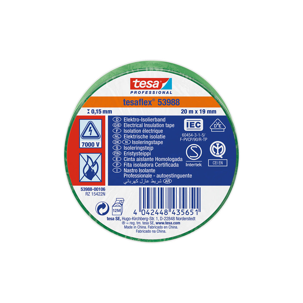 Fita isolante homologada verde 20m x 19mm 53988 tesa_0