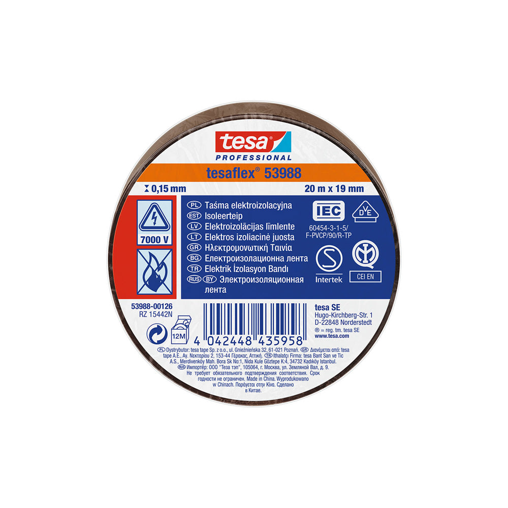 Fita isolante homologada marrom 20m x 19mm 53988 tesa_0