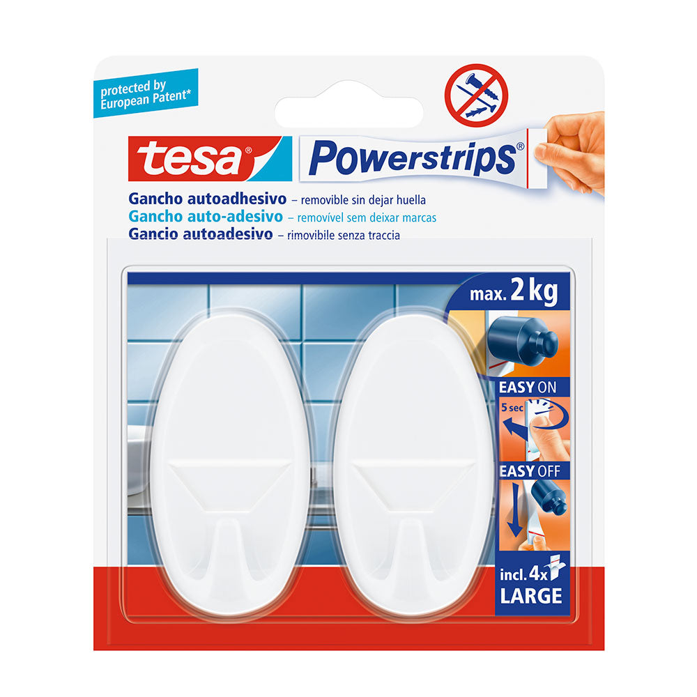 Tesa powerstrips atÃ© 2kg ovalado branco._0