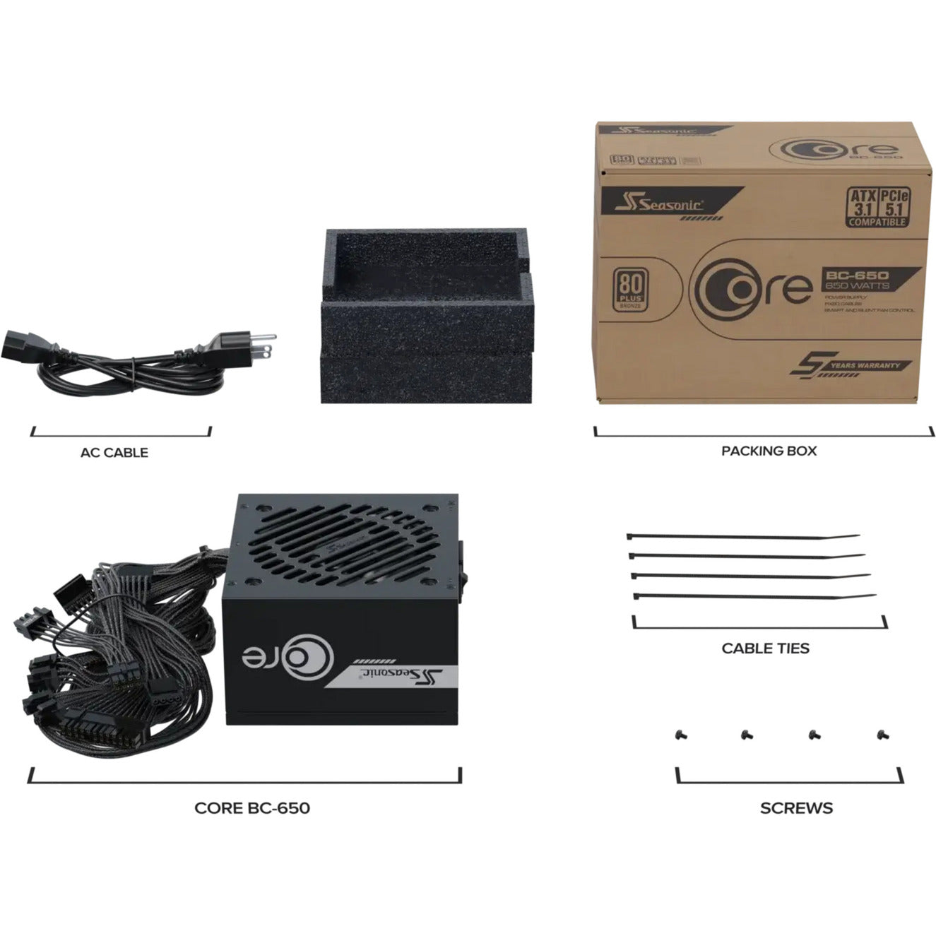 Fonte de Alimentação Seasonic CORE BC-650 ATX 3.1 650W 80+ Bronze