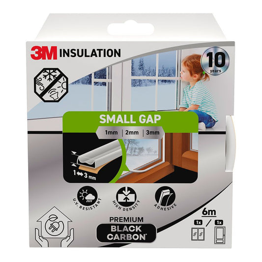 Perfil isolante premium para frestas pequenas de 1-3 mm, branco, 6 m_0
