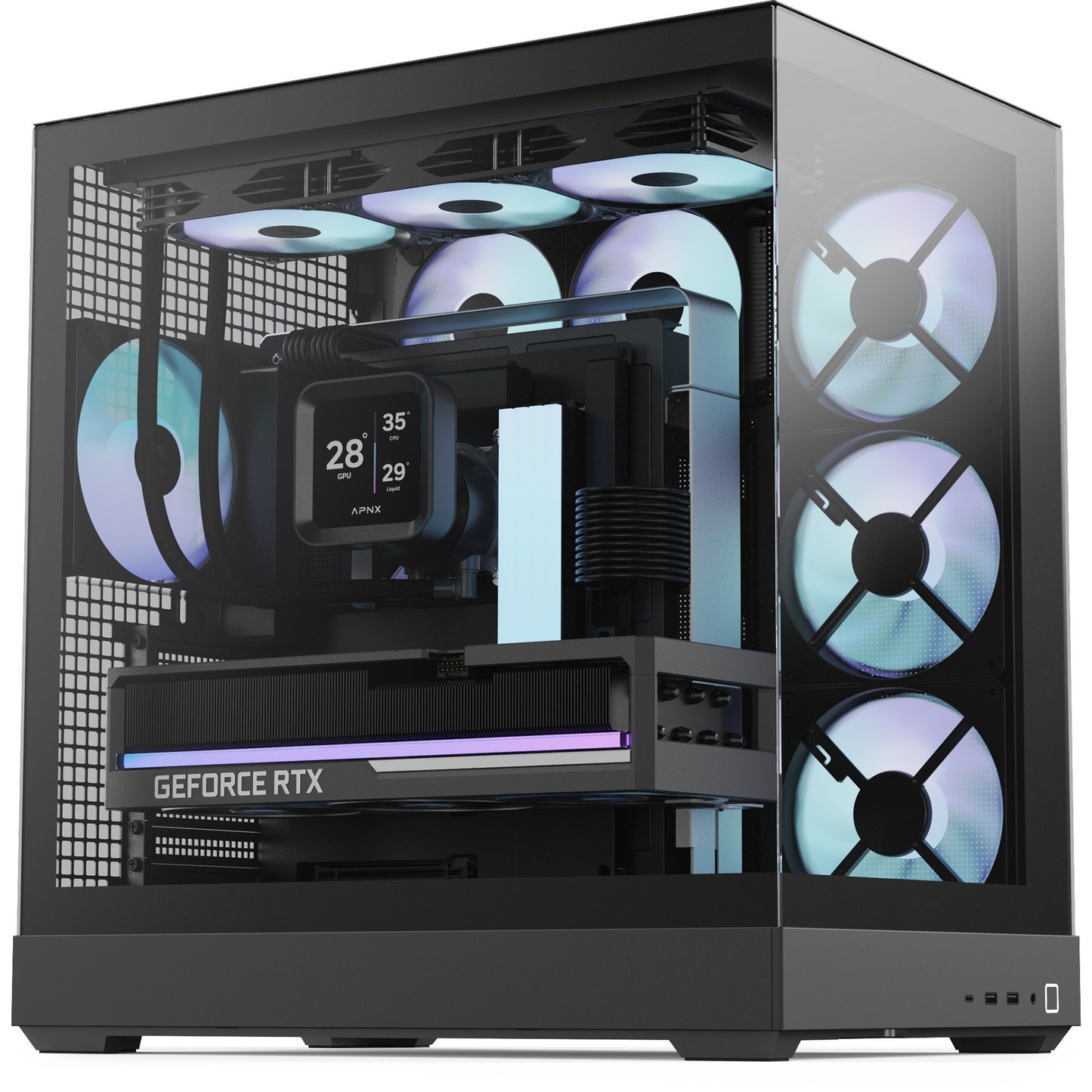 Caixa PC APNX V2-F Midi Tower RGB Vidro Temperado Preta