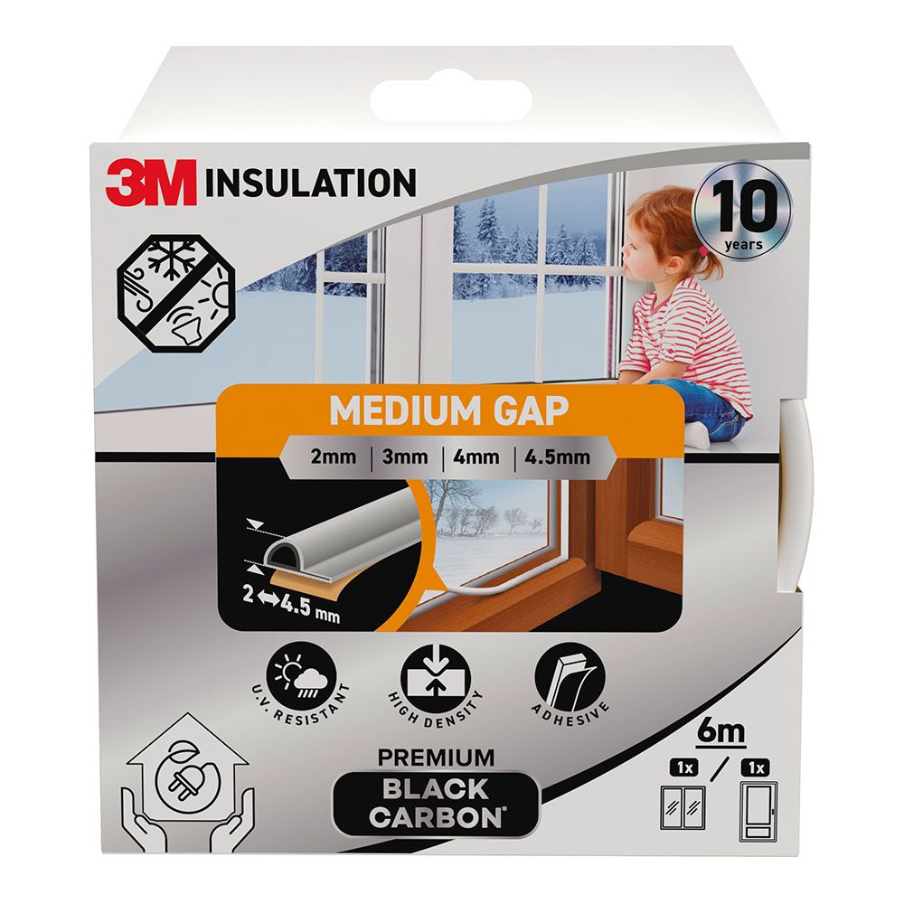 Perfil isolante premium para frestas pequenas 1-3 mm, branco, 6 m_0