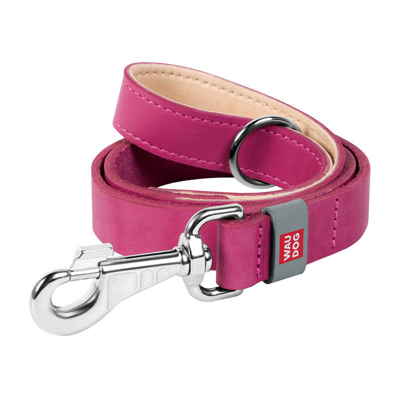 WAUDOG natural leather dog leash 25 mm wide, 122 cm long pink_0