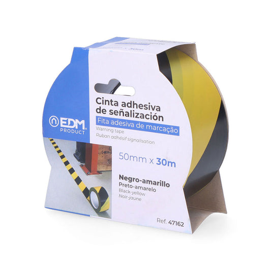 Fita adesiva de sinalizaÃ§ao amarela/preta 30m x 50mm_0