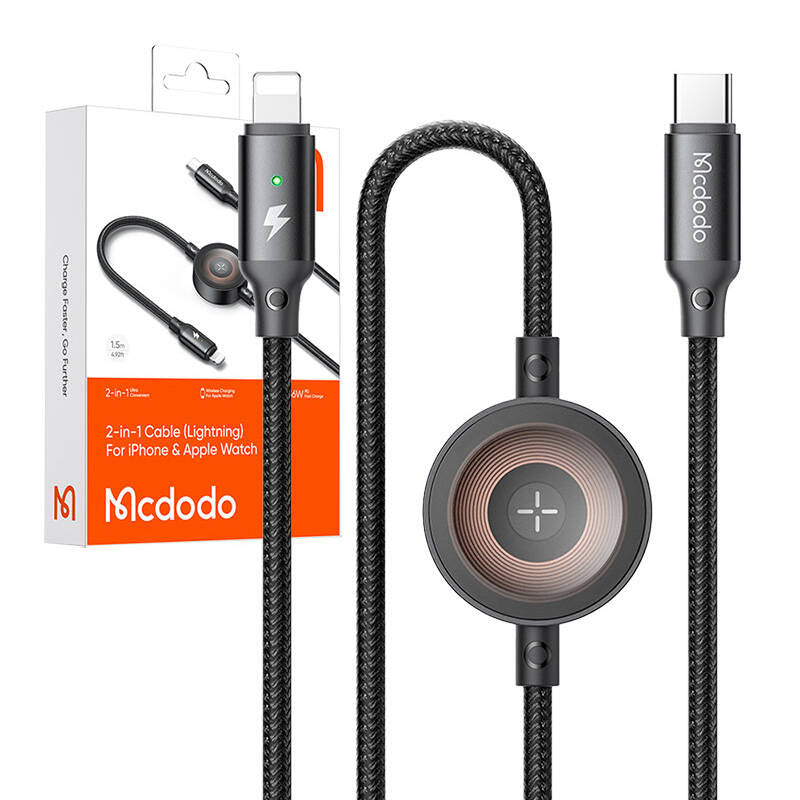 Mcdodo CA-5680 2-in-1 USB-C to Lightning cable + Apple Watch charger, 36W, 1.5m_3