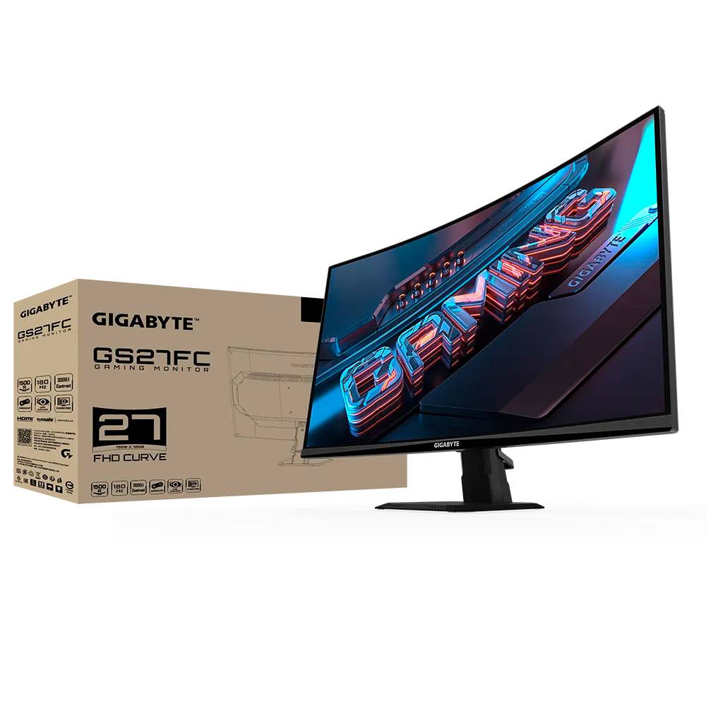 Monitor GIGABYTE GS27FC / 27" Curvo / Preto / B-Grade