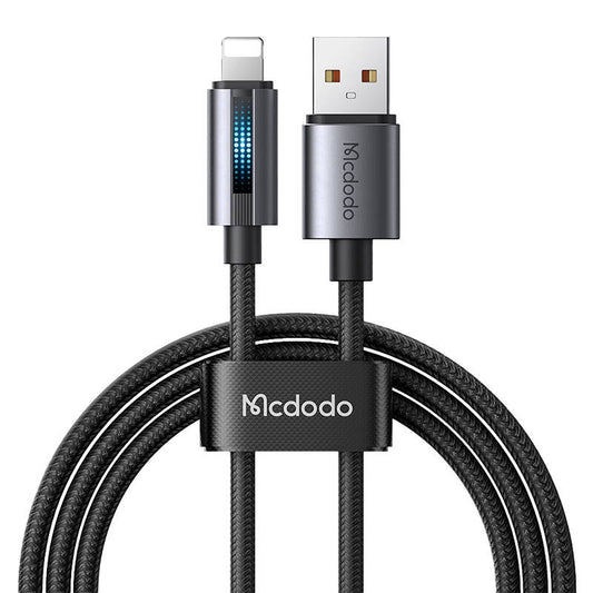 Mcdodo CA-5660 USB-A to Lightning cable with flashing light 1.2m (black)_0