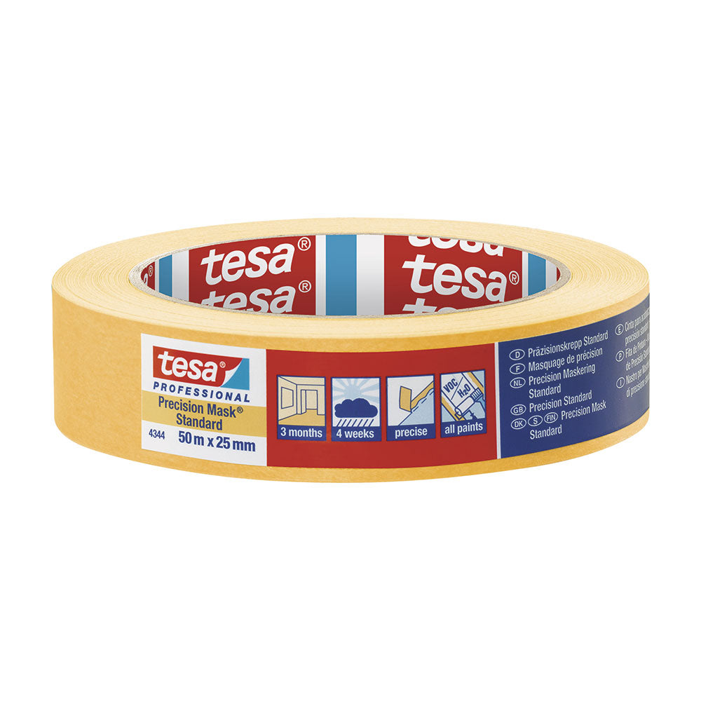 Tesa Masking Tape 50m x 25mm Stand.Prec. yellow 04344_0