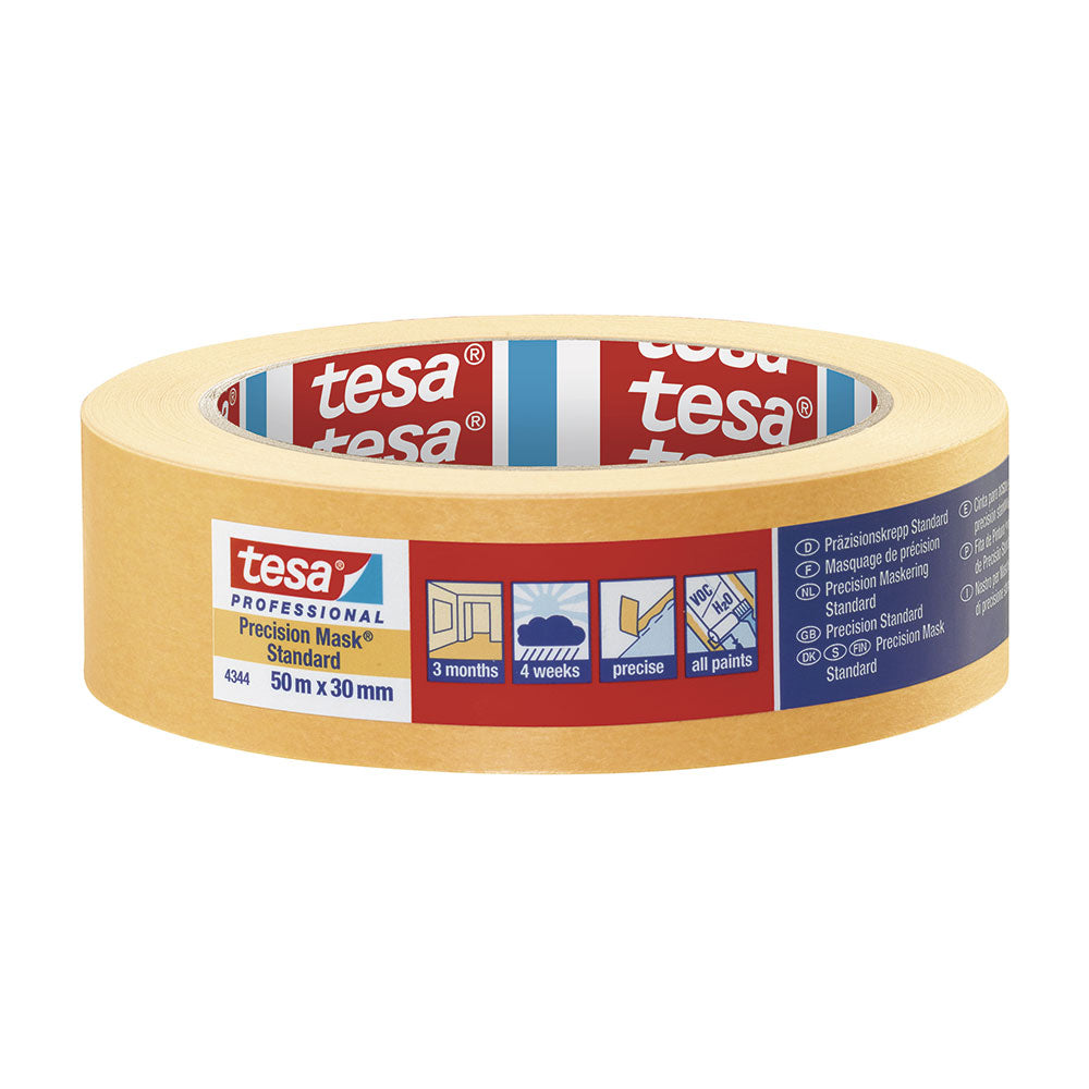 Tesa Masking Tape 50m x 30mm Stand.Prec. yellow 04344_0