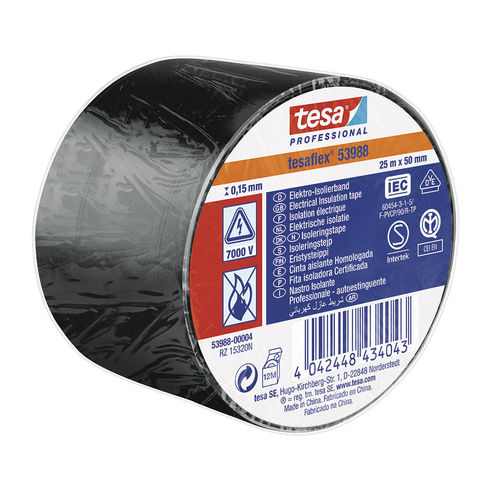 Fita isolante aprovada tesa 53988 25m x 50mm preta tesa_0