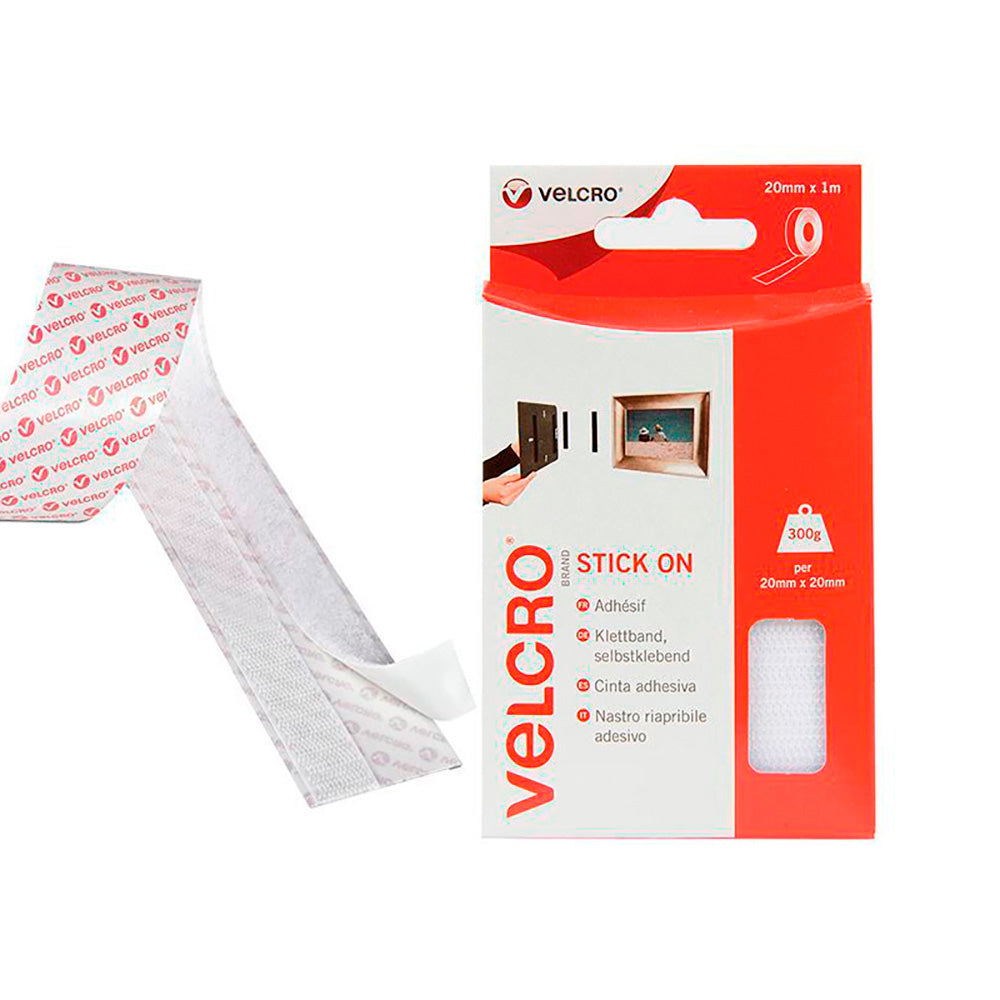 Fita adesiva velcro uso geral cor branca 20 mm x 1 m_0