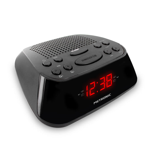 Rádio Despertador Metronic / Duplo Alarme / Preto_0