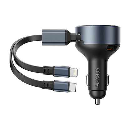 Cargador de Coche Vention FFOB0/ 1xUSB Tipo-C Macho/ 1xUSB Tipo-C hembra/ 1xLightning Macho/ 30W_2