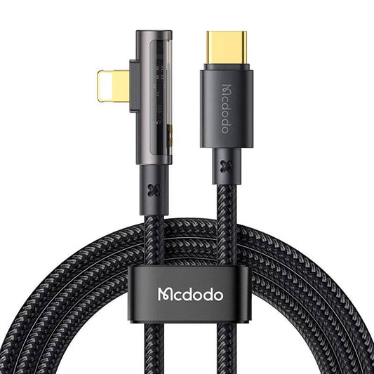 McDodo CA-3390 36W 1.2m USB-C to Lightning angle cable (black)_0