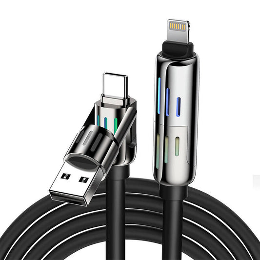 4-in-1 USB-C/USB-A to USB-C/Lightning cable Blitzwolf BW-HDC6 1.2m 240W RGB (black)_0