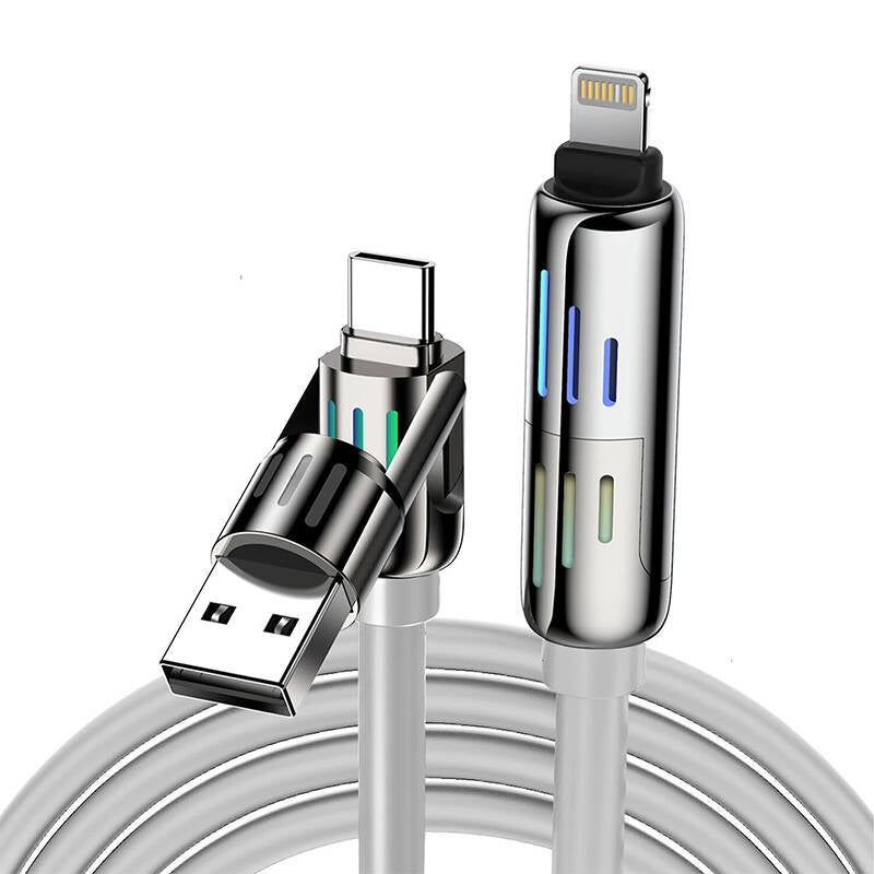 Blitzwolf BW-HDC6 4-in-1 USB-C/USB-A to USB-C/Lightning cable 1.2m 240W RGB (gray)_0