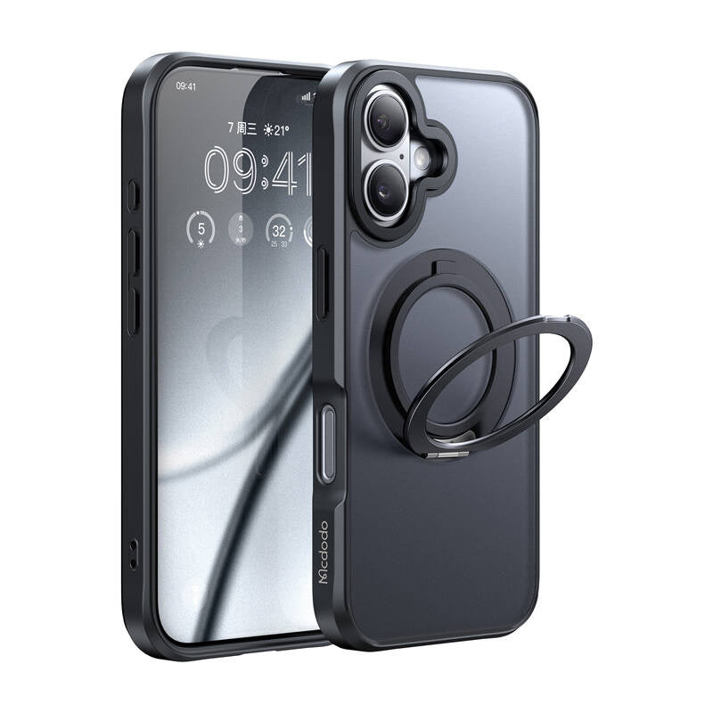 McDodo PC-4930 MagSafe case for iPhone 16 with stand (black)_0