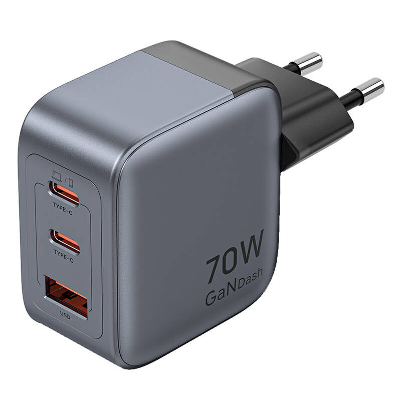 GaN Vention USB-C+C+A 70W Charger (Gray)_0