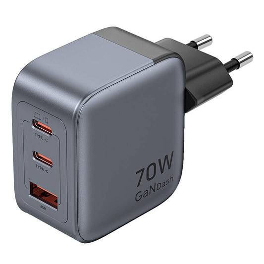 GaN Vention USB-C+C+A 70W Charger (Gray)_0