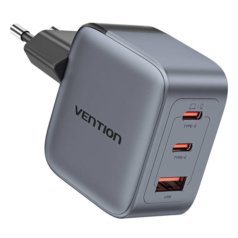 GaN Vention USB-C+C+A 70W Charger (Gray)_1