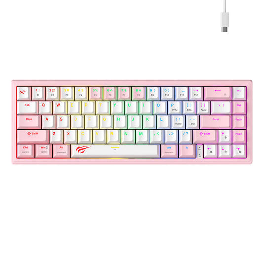 Havit KB874L RGB Mechanical Gaming Keyboard (pink and white)_0