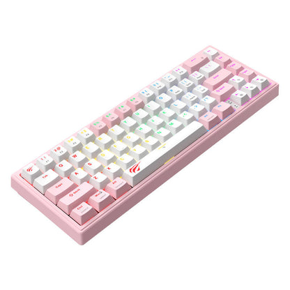 Havit KB874L RGB Mechanical Gaming Keyboard (pink and white)_2