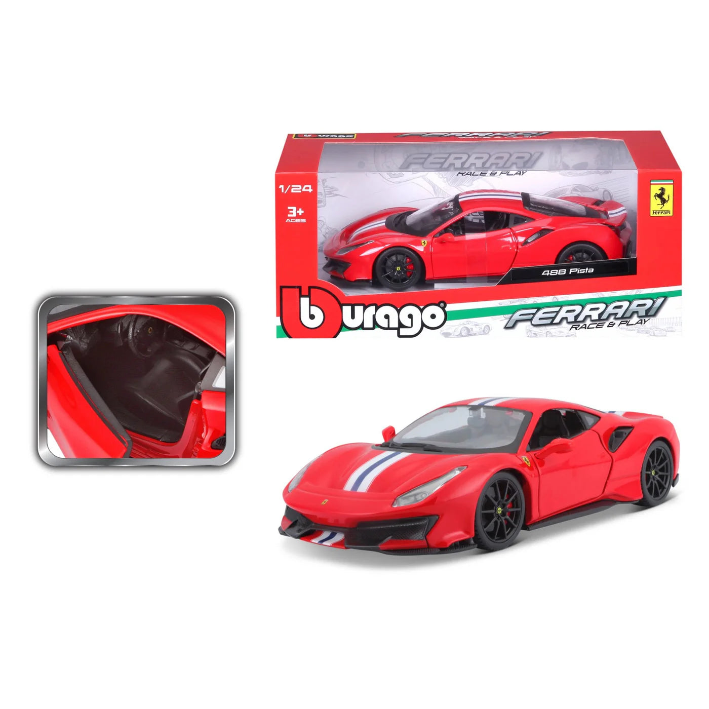 Carro BURAGO Ferrari 488 Pista / Vermelho
