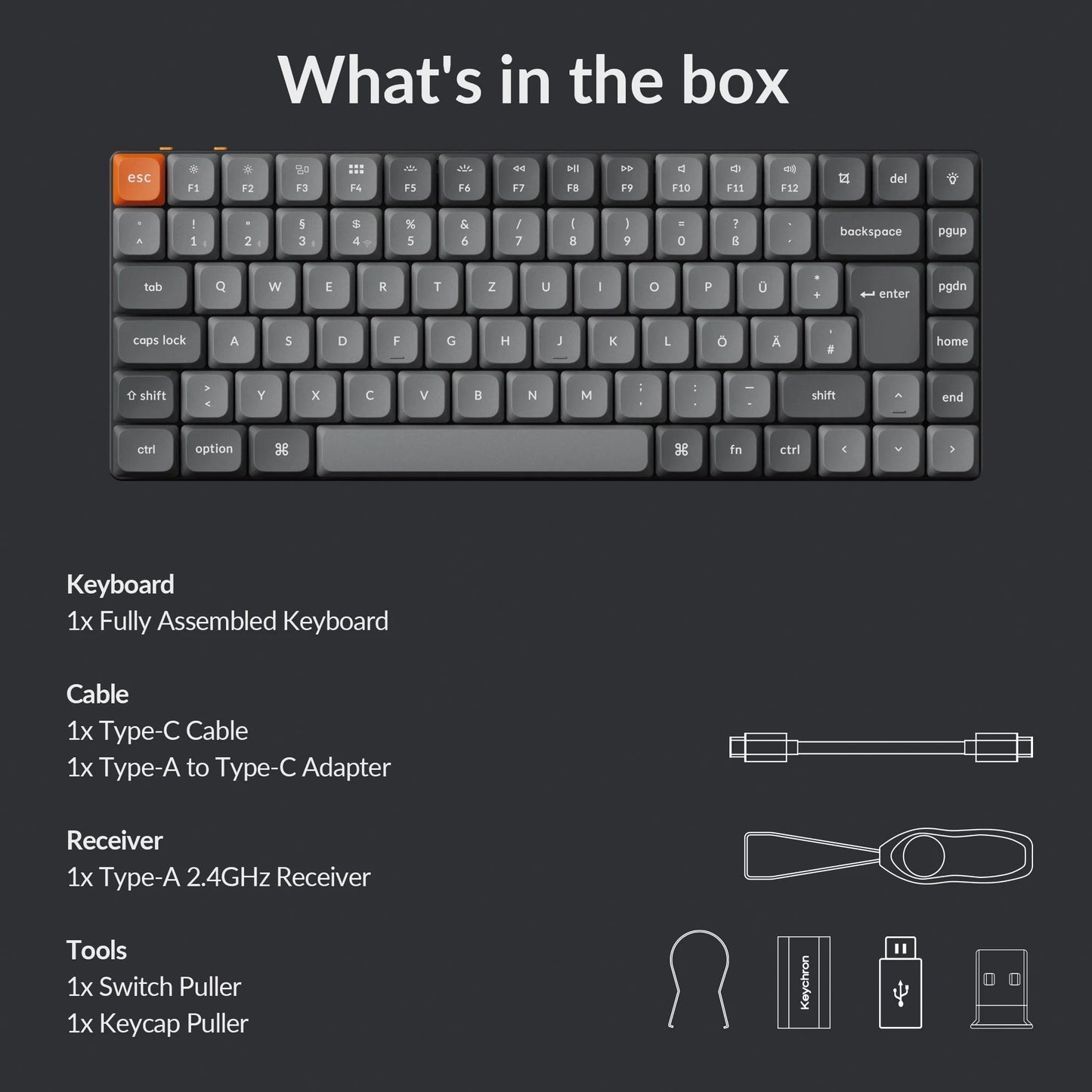 Teclado Gaming Keychron K3 Max 75% RGB Gateron Low Profile 2.0 Red Layout DE Wireless