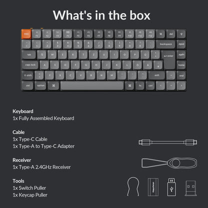 Teclado Gaming Keychron K3 Max 75% RGB Gateron Low Profile 2.0 Red Layout DE Wireless