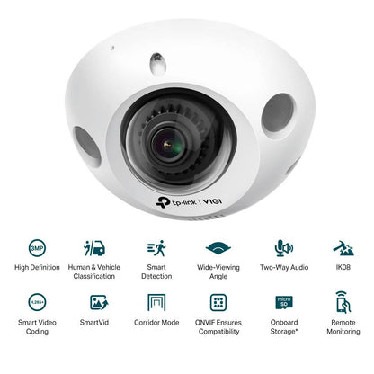 Câmara de Segurança de Rede TP-Link VIGI C230I Mini 2.8mm 3MP IR PoE Mini Dome Ultra HD 1296p