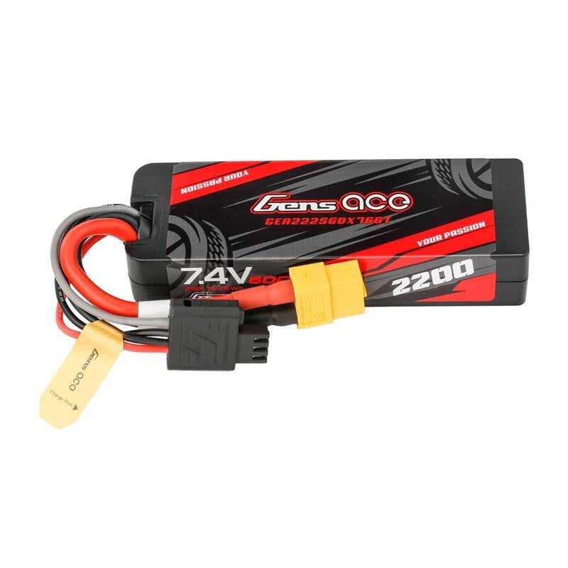 Lipo Gens ace G-Tech 2200mAh 7.4V 2S1P 60C GRP-76 Hardcase Battery with XT60 Plug_0