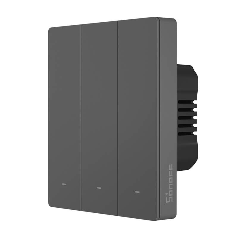 Smart WiFi wall switch SONOFF M5-3C-80 (3-channel, for frame, graphite)_3