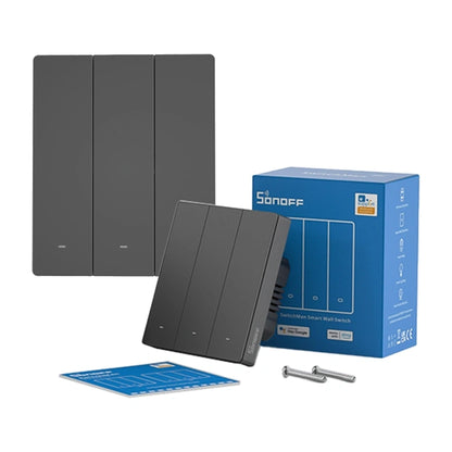 Smart WiFi wall switch SONOFF M5-3C-80 (3-channel, for frame, graphite)_1