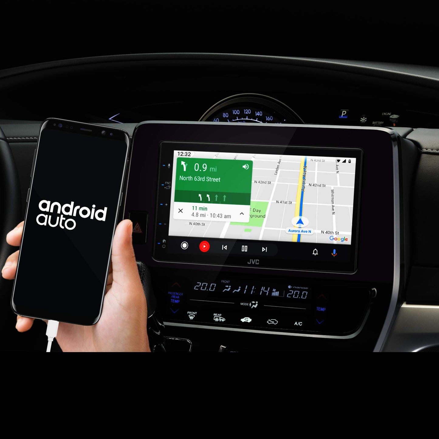 Auto Rádio 2 DIN JVC KW-M565DBT 6.8" com CarPlay, Android Auto, DAB+ e Bluetooth