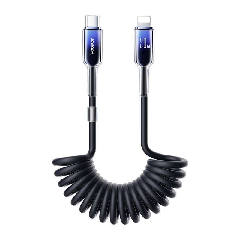 Joyroom S-A43 Crystal-Clear Series 30W USB-C - Lightning spiral cable 1.5m - black_1