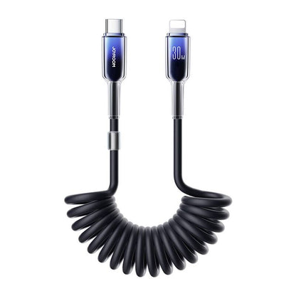 Joyroom S-A43 Crystal-Clear Series 30W USB-C - Lightning spiral cable 1.5m - black_1