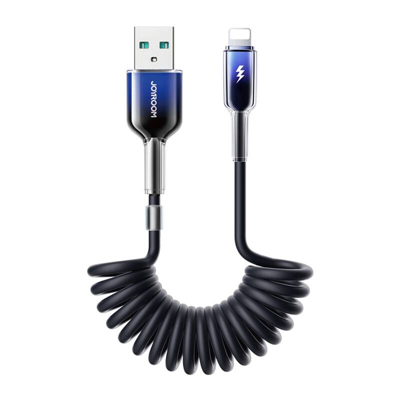 Joyroom S-A43 Crystal-Clear Series 3A USB-A - Lightning spiral cable 1.5m - black_0