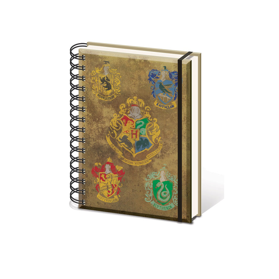 Caderno A5 Hogwarts Harry Potter Escudos