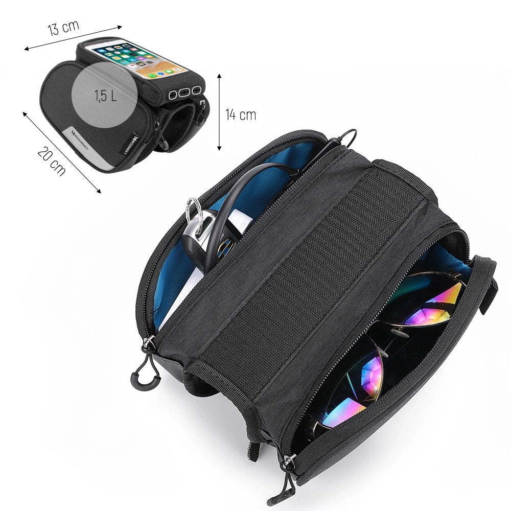 Wozinsky frame bike bag + detachable phone cover up to 6.5 "1.5l black (WBB7BK)_4