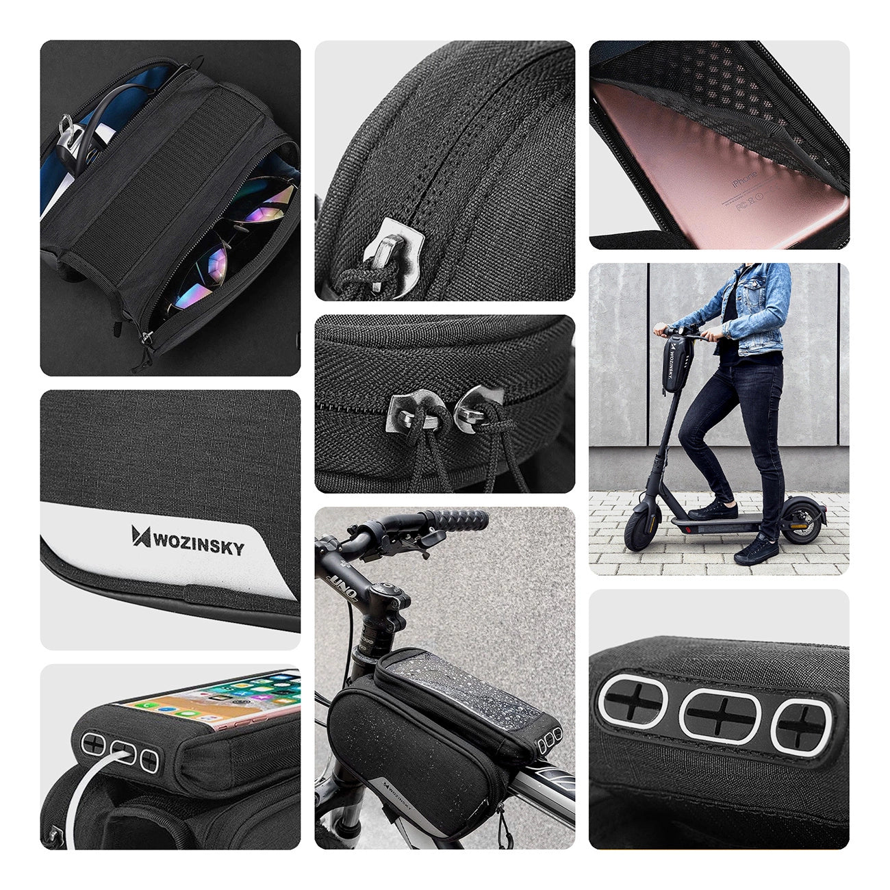 Wozinsky frame bike bag + detachable phone cover up to 6.5 "1.5l black (WBB7BK)_1