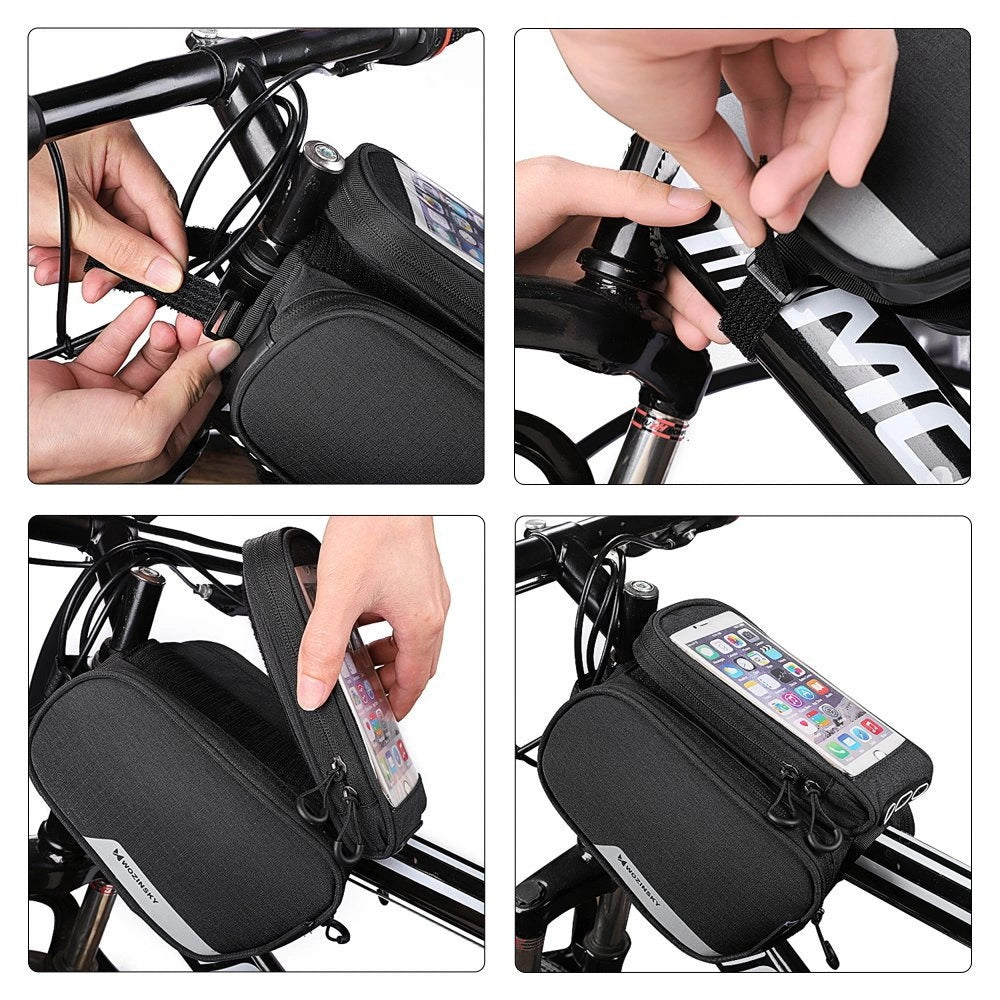 Wozinsky frame bike bag + detachable phone cover up to 6.5 "1.5l black (WBB7BK)_5
