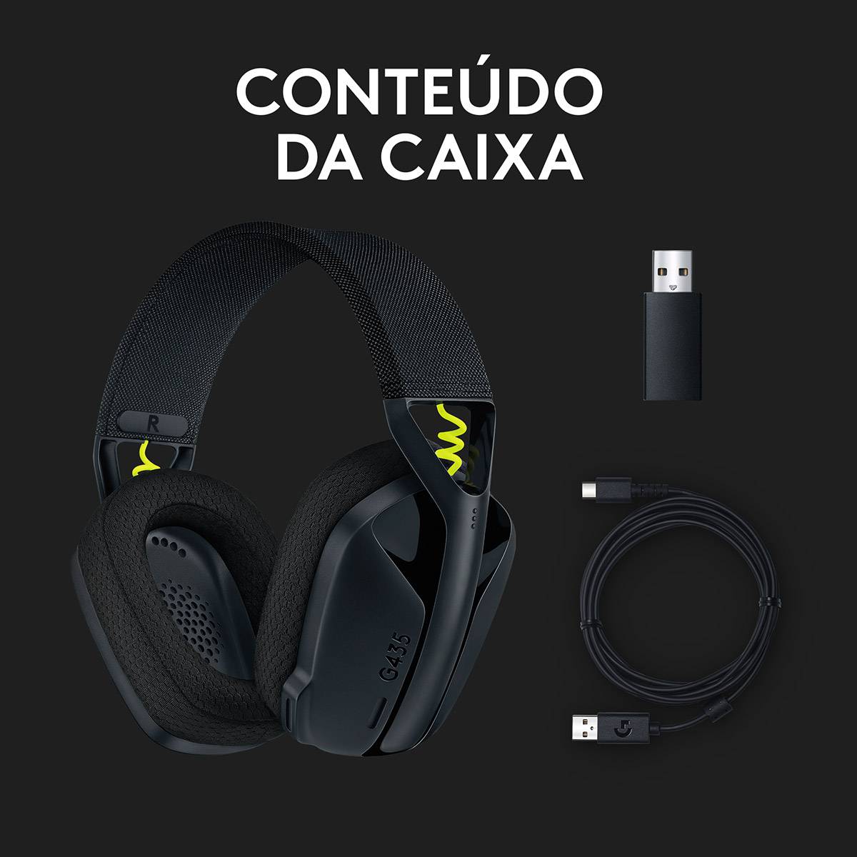 Headset Logitech G435 Lightspeed Wireless Gaming Preto