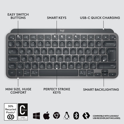 Teclado Logitech MX Keys Mini Grafite Layout Alemão