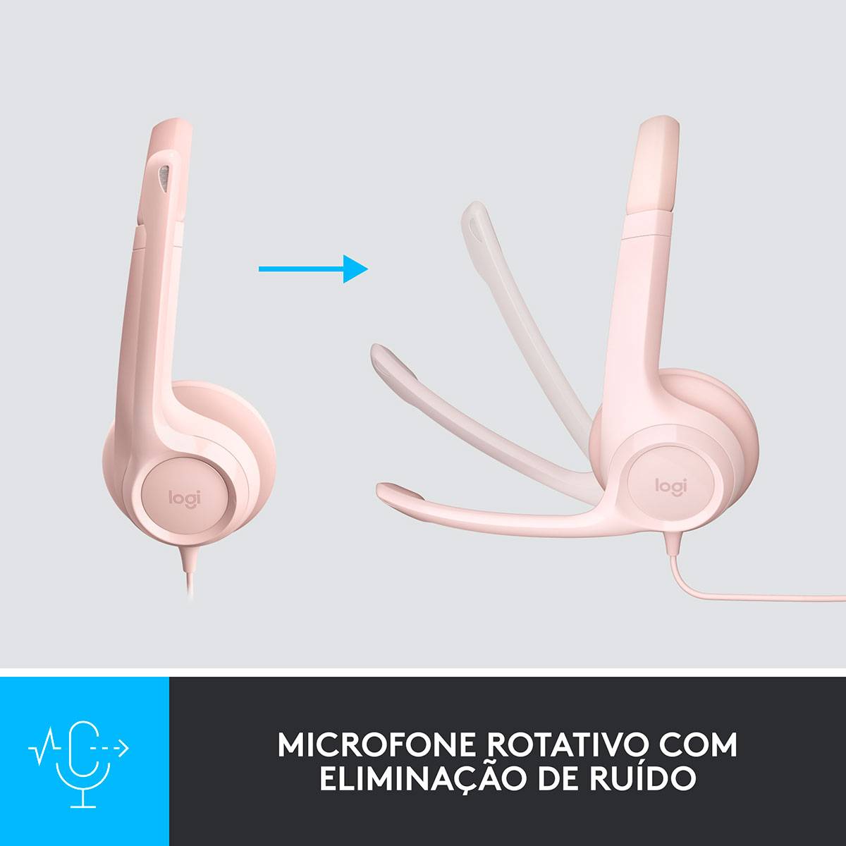 Headset Logitech H390 USB Rosa