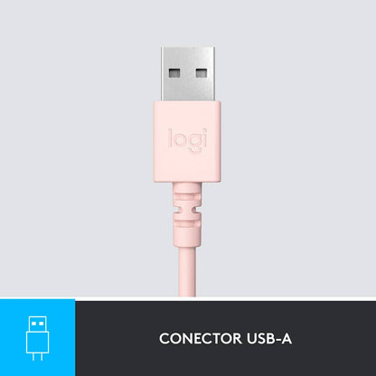 Headset Logitech H390 USB Rosa