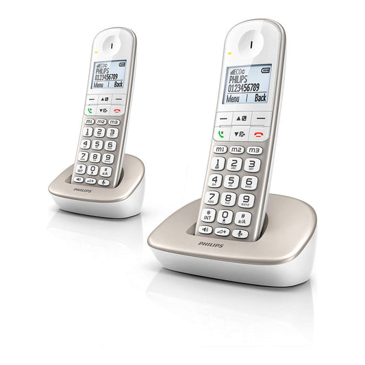 Telefone duo sem fio xl490 em branco e cinza_0