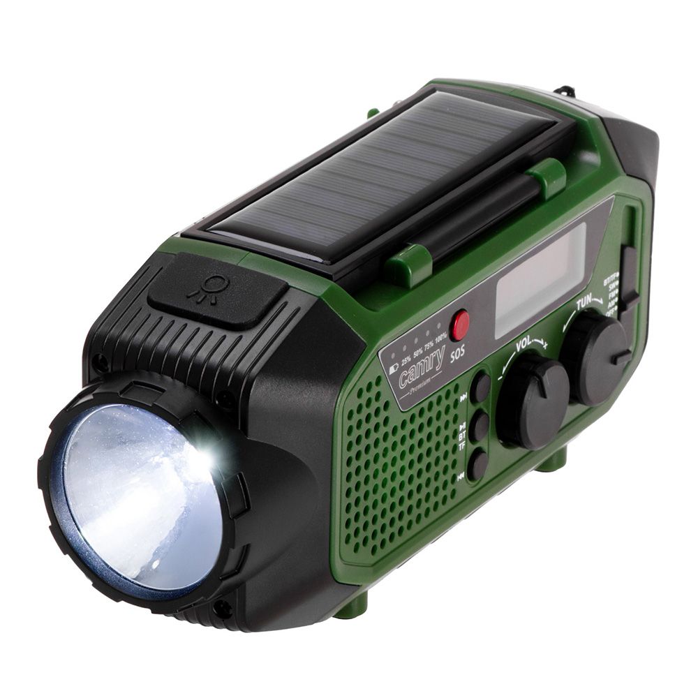 RÃ¡dio de emergÃªncia multifunÃ§Ãµes solar/dÃ­namo/usb, bateria cr1919 de 4000 mah, verde, 181 x 72 x 82 mm_0