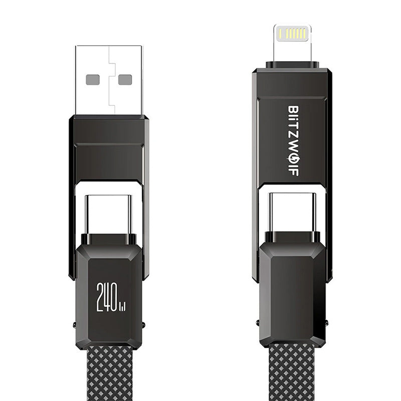 Blitzwolf BW-HDC7 4-in-1 USB+C+Lightning cable 240W 1.2m (black)_0