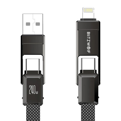 Blitzwolf BW-HDC7 4-in-1 USB+C+Lightning cable 240W 1.2m (black)_0
